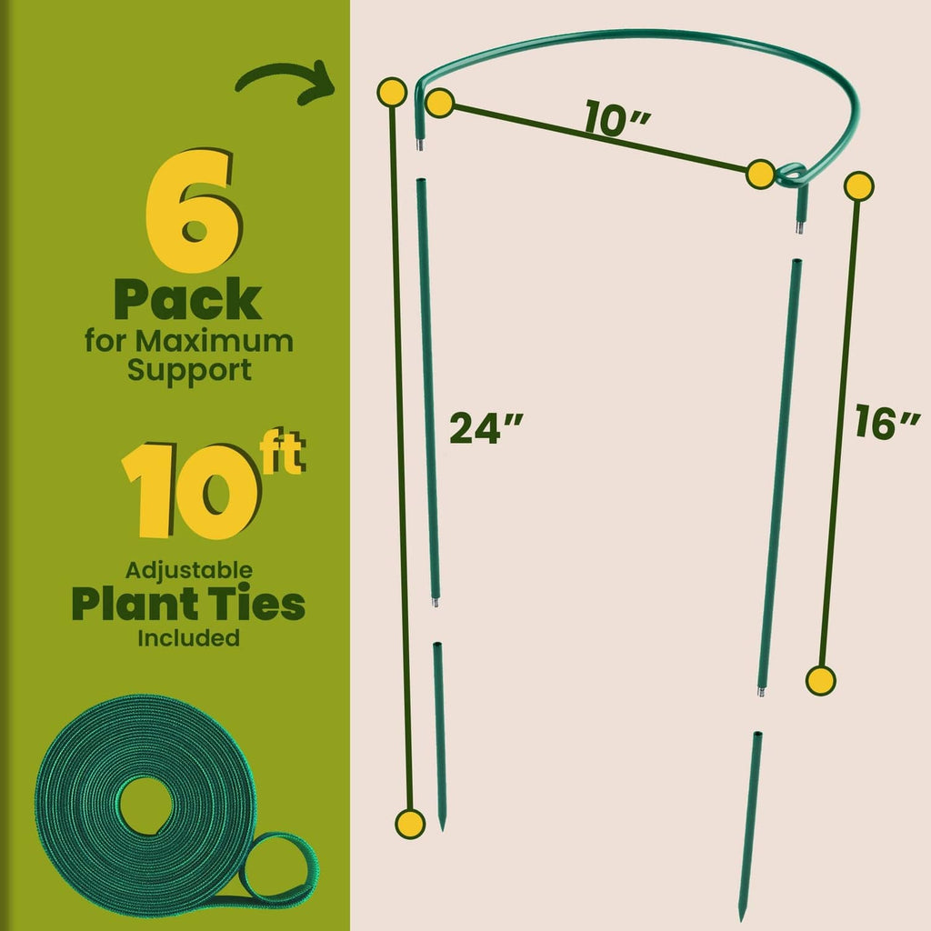 RivetOak 6 Pack Plant Support Stakes – Tall for Indoor and 6 Pack, Green