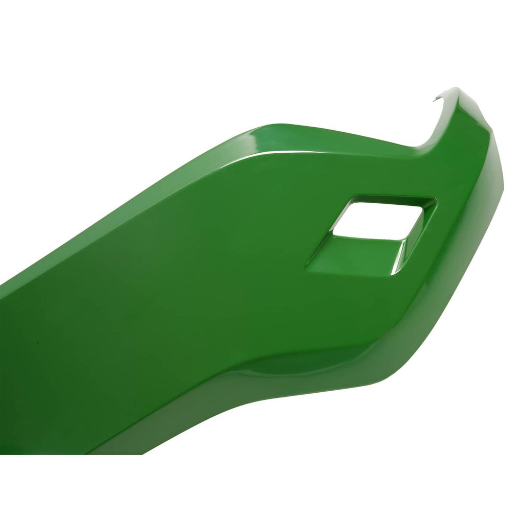 Green right hood side panel detail with rectangular opening