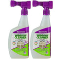 Window cleaner spray bottles with purple trigger nozzles, two-pack