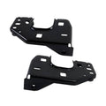 Front bumper inner bracket retainer set, black metal with mounting holes, set of 2
