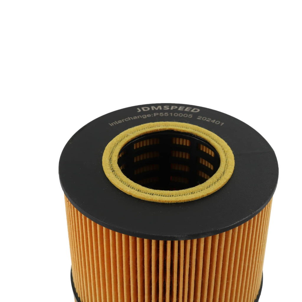 Fuel filter cartridge top view with round opening and yellow seal ring