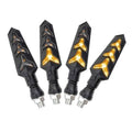 Set of four black Y-shape LED motorcycle turn signal bulbs with amber flowing lights