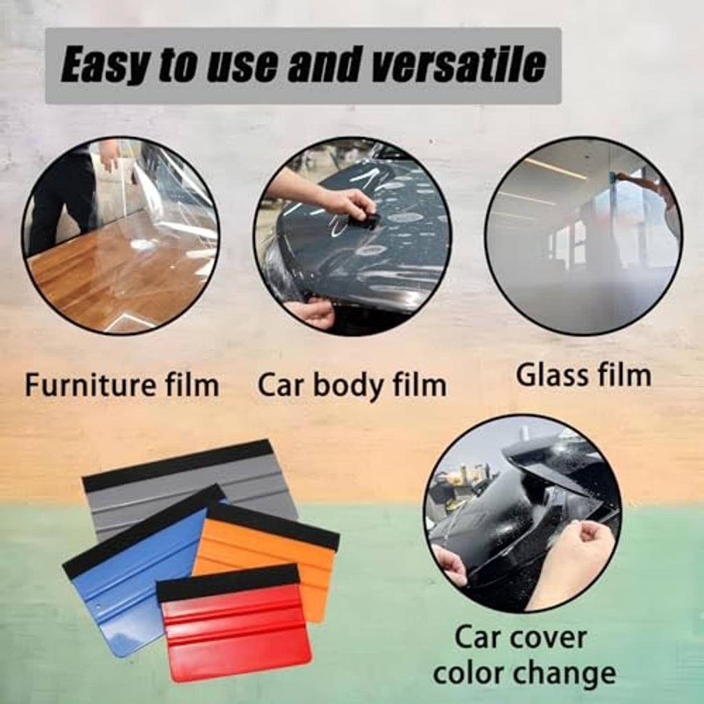 Felt-edge squeegee scraper used on glass, car body film, and furniture film
