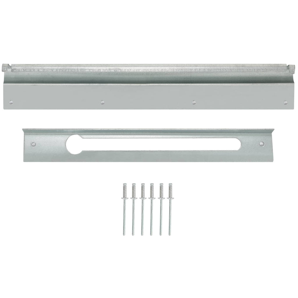 Metal mounting rail for RV roof vent cover with included screws