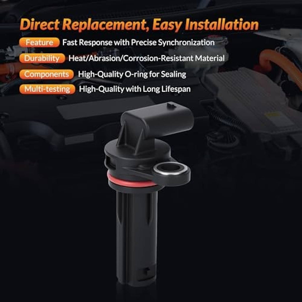 Crankshaft position sensor with black plastic housing and red O-ring seal