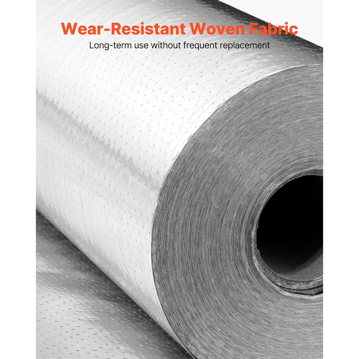 Woven fabric radiant barrier roll with reflective silver foil backing, tightly rolled