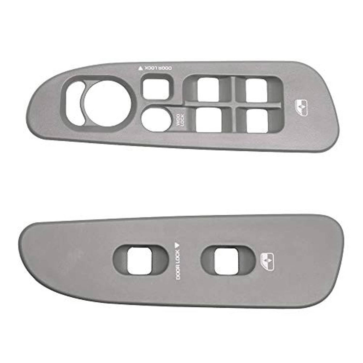 Grey window switch panel pair showing button cutouts and control icons