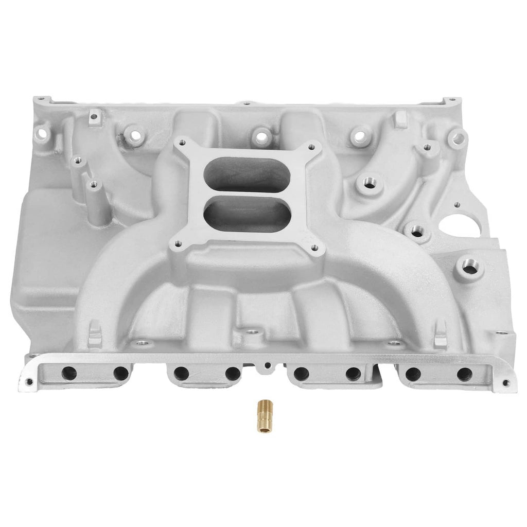 Aluminum intake manifold with dual oval runner openings and multiple mounting holes