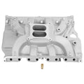 Aluminum intake manifold with dual oval runner openings and multiple mounting holes