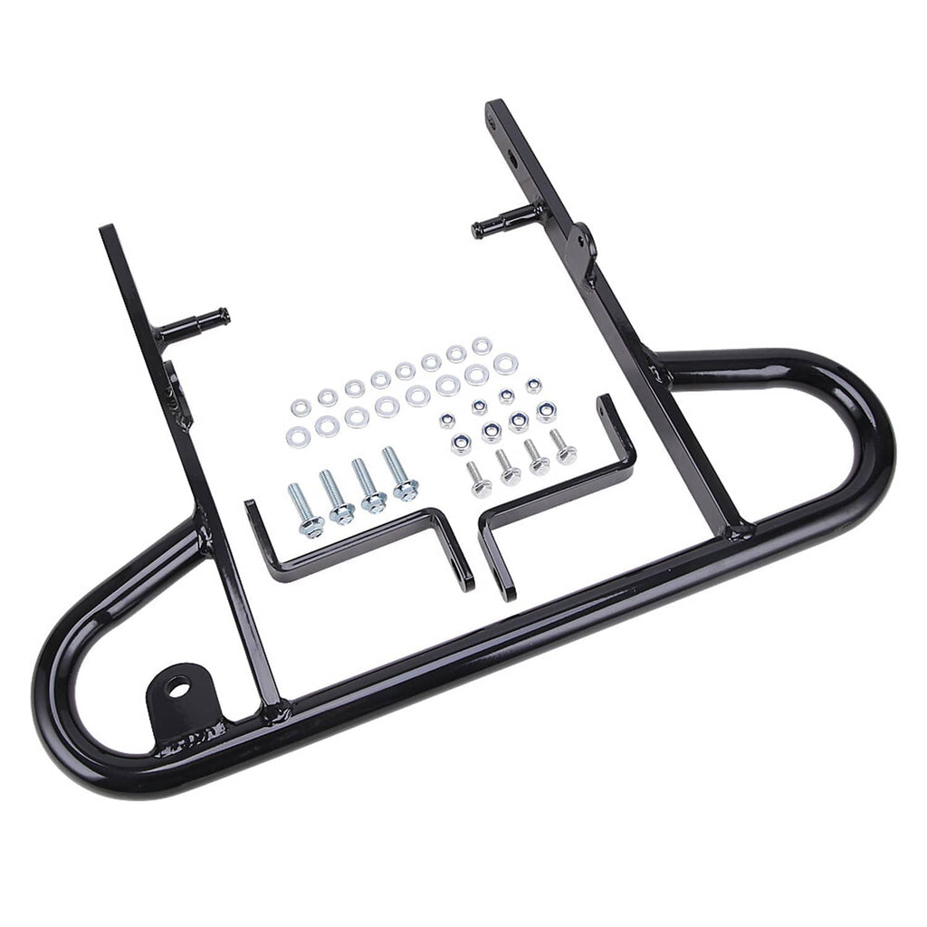 Black aluminum rear bumper/guard with U-curve bar and mounting holes, includes bolts