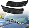 Black windshield wiper cowl grille with vented mesh inserts and mounting holes