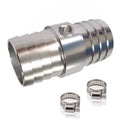 Metal 1-inch OD hose connector with threaded 1/8 NPT port, silver finish
