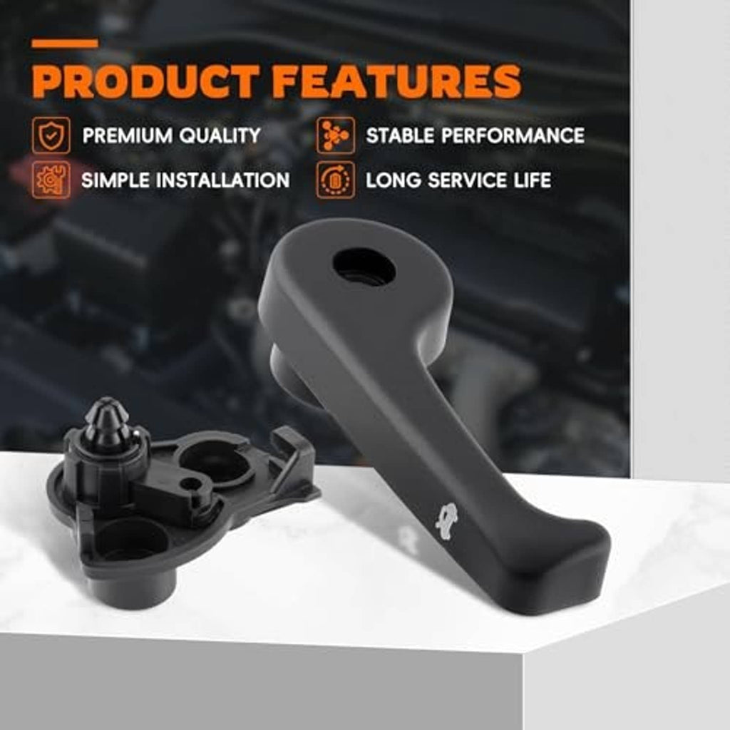 Black hood latch release lever with small mounting bracket pieces