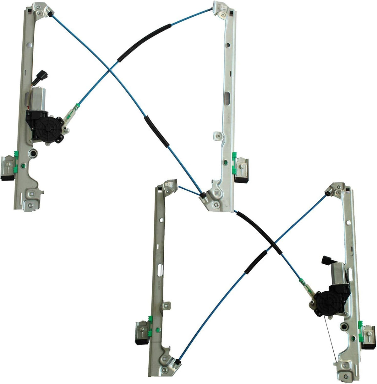 Power window regulator motor assembly for front left and right sides, partial view