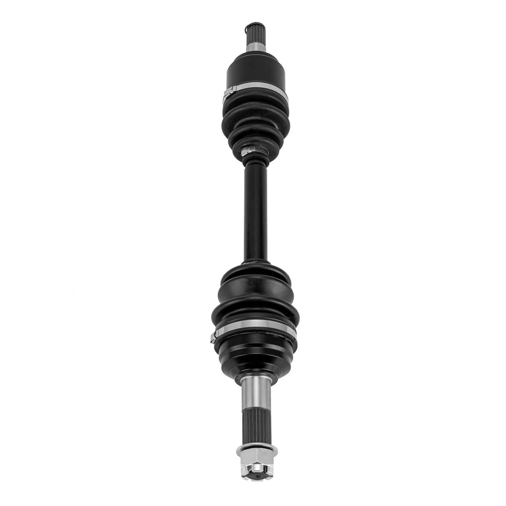 Front CV joint axle with black boot and metal spline end