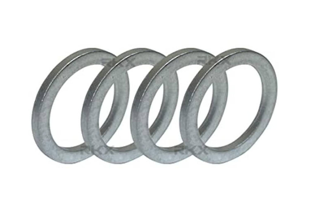 Crush washer gasket set of metal circular rings, stacked side view