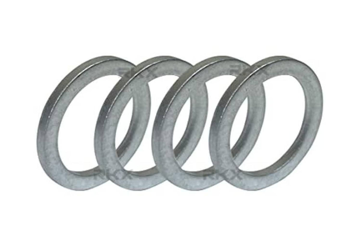 Crush washer gasket set of metal circular rings, stacked side view