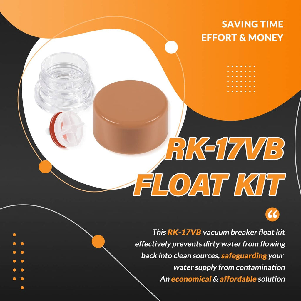 Vacuum breaker float kit showing brown cap and clear float components