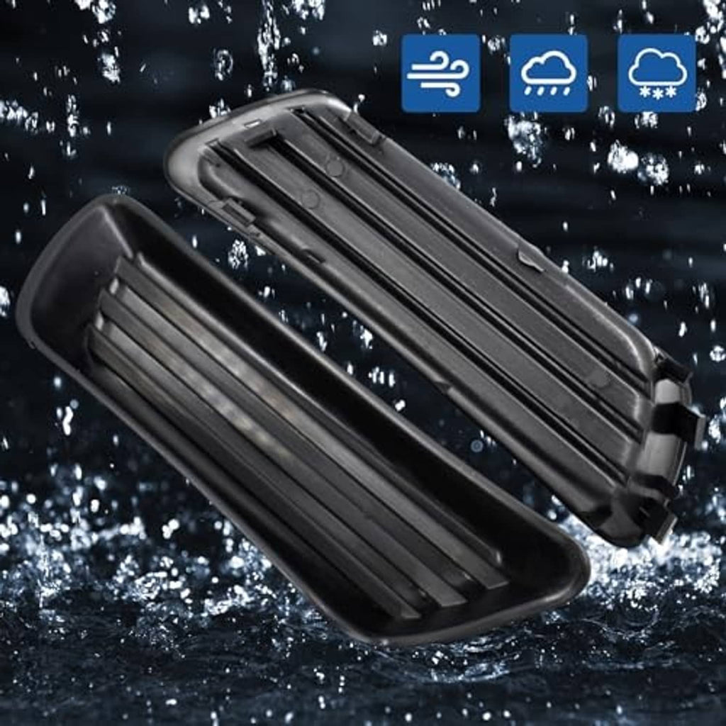 Black fog lamp light cover with horizontal slats, splash-resistant design