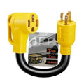 Yellow adapter cord with two-prong and three-prong connectors on black cable loop