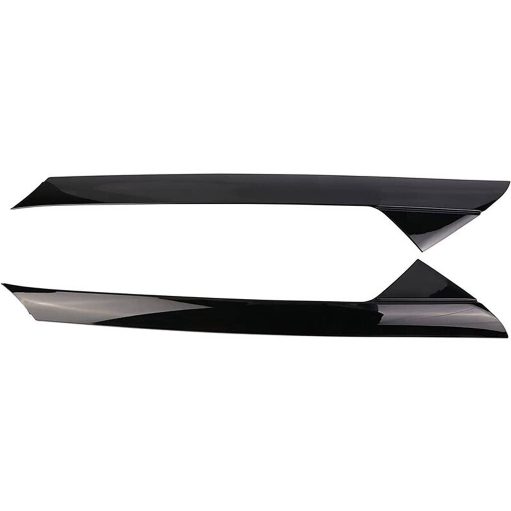 Black windshield outer trim pillar molding pair, angled view