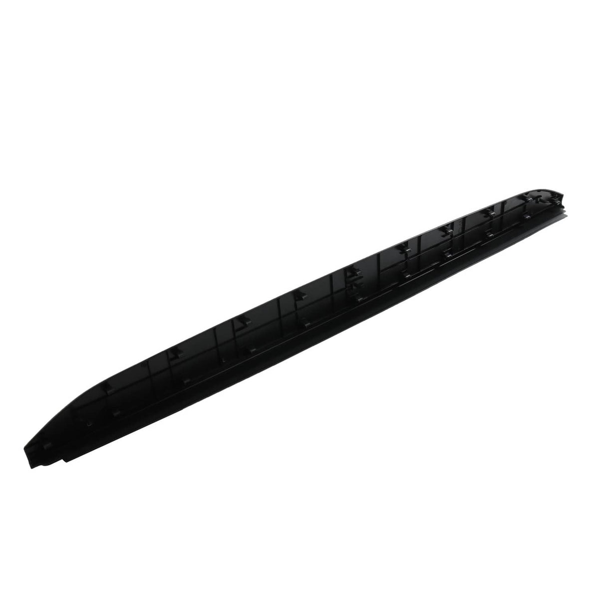 Black rear tailgate bed cap molding, long curved profile