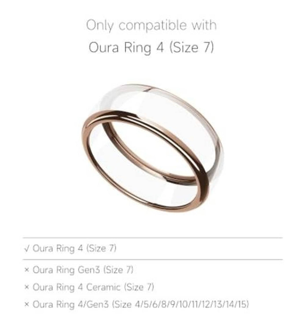 Rose gold ring cover with white inner insert and small emblem detail