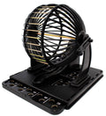 Black bingo cage game machine on a base platform
