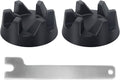 Pair of black blender couplers with silver spanner wrench replacement kit parts