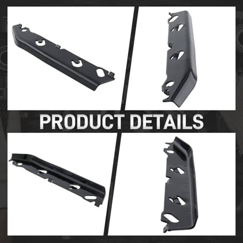 Black front bumper bracket set, left and right pieces with mounting holes
