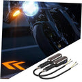Black oval LED motorcycle turn signal projector lights with attached wiring harness