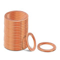 Set of copper oil drain plug crush washers, round with center hole, 14mm size