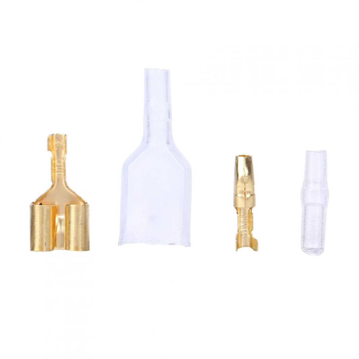 Gold and clear bullet crimp terminals set with insulated connectors