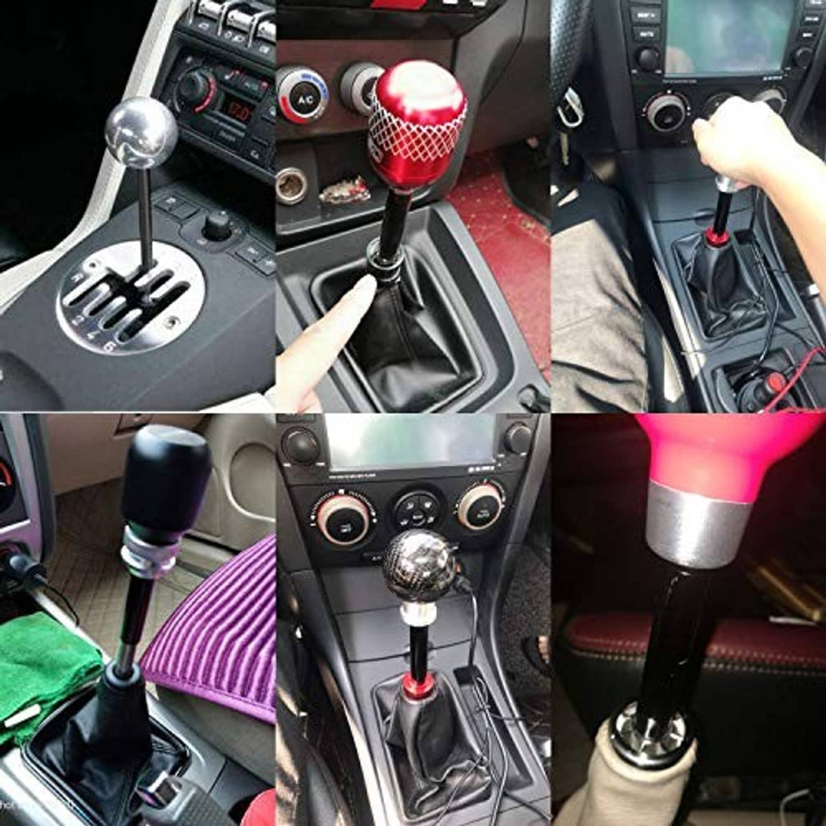 Black shift knob extender installed on vehicle gear shifter