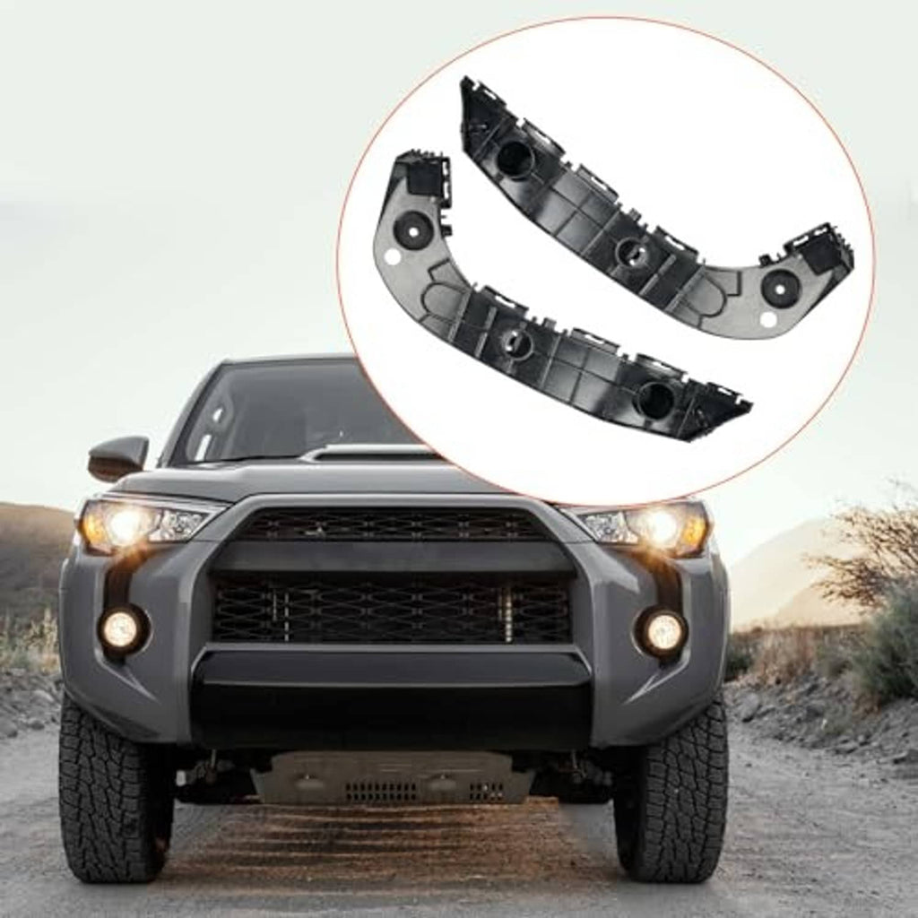 Front bumper bracket set shown in detail, black plastic curved mounting pieces