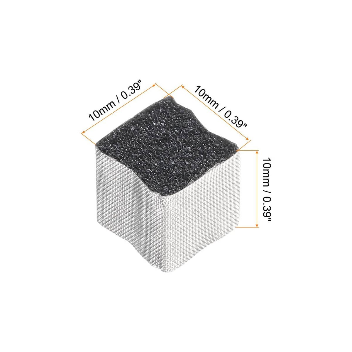 Silver-gray RF Faraday foam block with dark top layer and textured grid surface