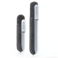 Germanikure 2-piece gray glass nail file set with dark gray suede sleeves