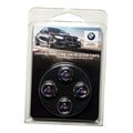 Set of 4 BMW M logo tire valve stem caps in retail blister pack