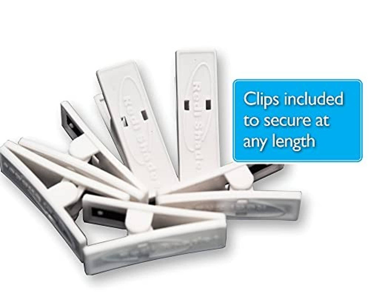 Pack of white mounting clips and tabs for pleated paper window shades
