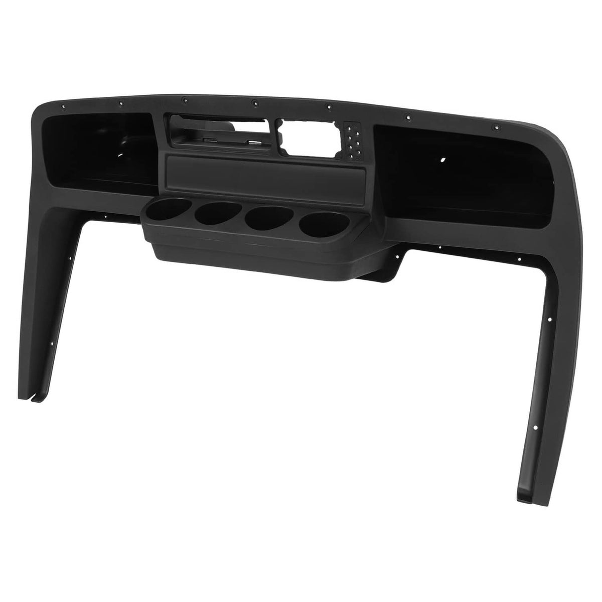 Black dash instrument panel cover front view with center bezel and cup holder openings