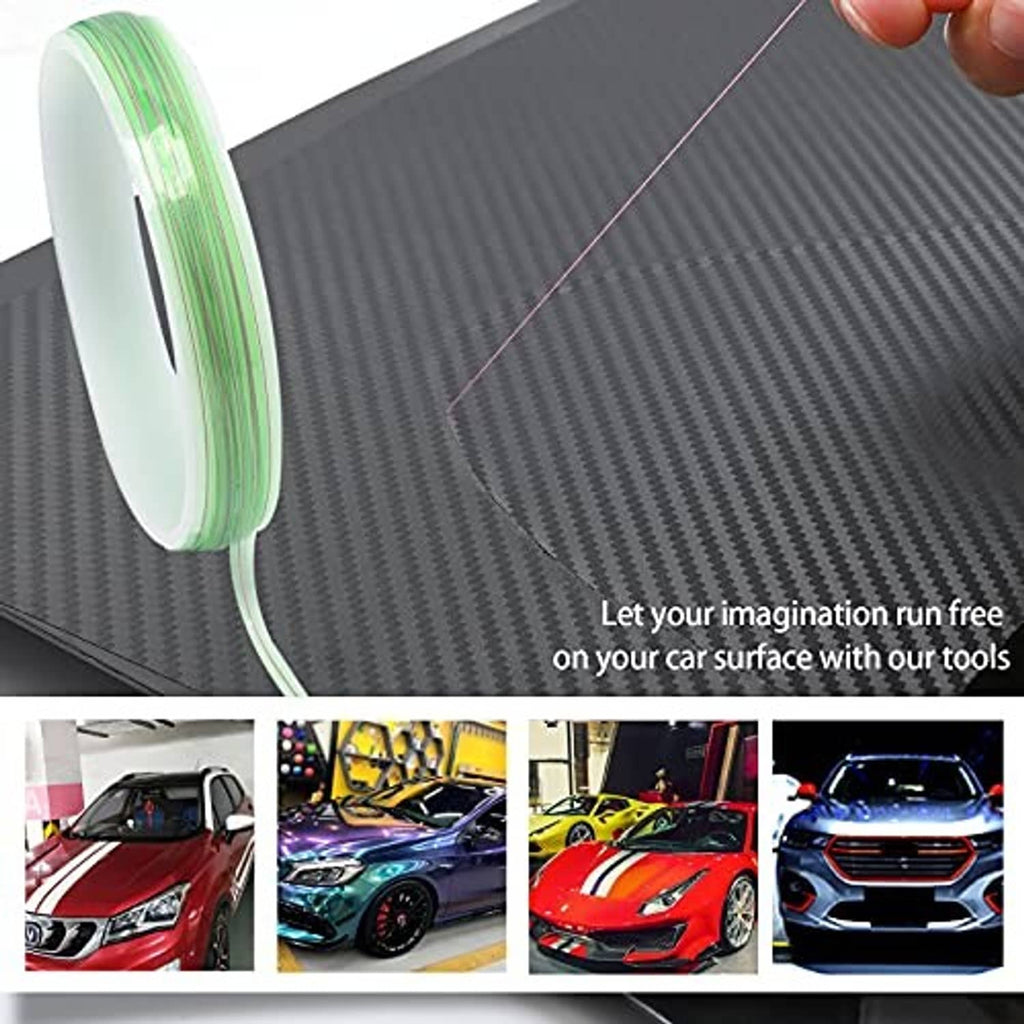 Carbon-look vinyl wrap roll and film sheet with applicator edge for smoothing