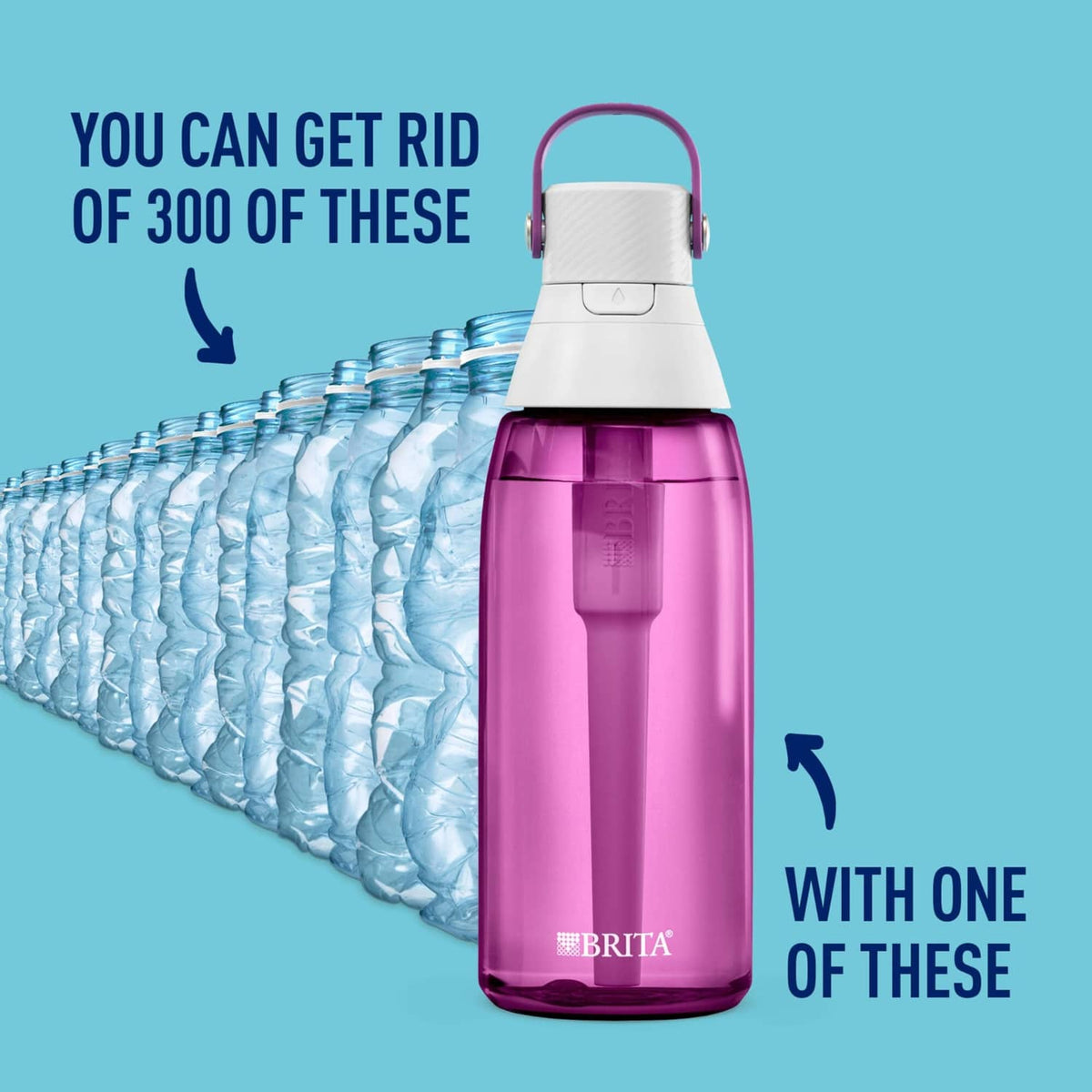 Orchid purple filtering water bottle with white lid and integrated base filter holder