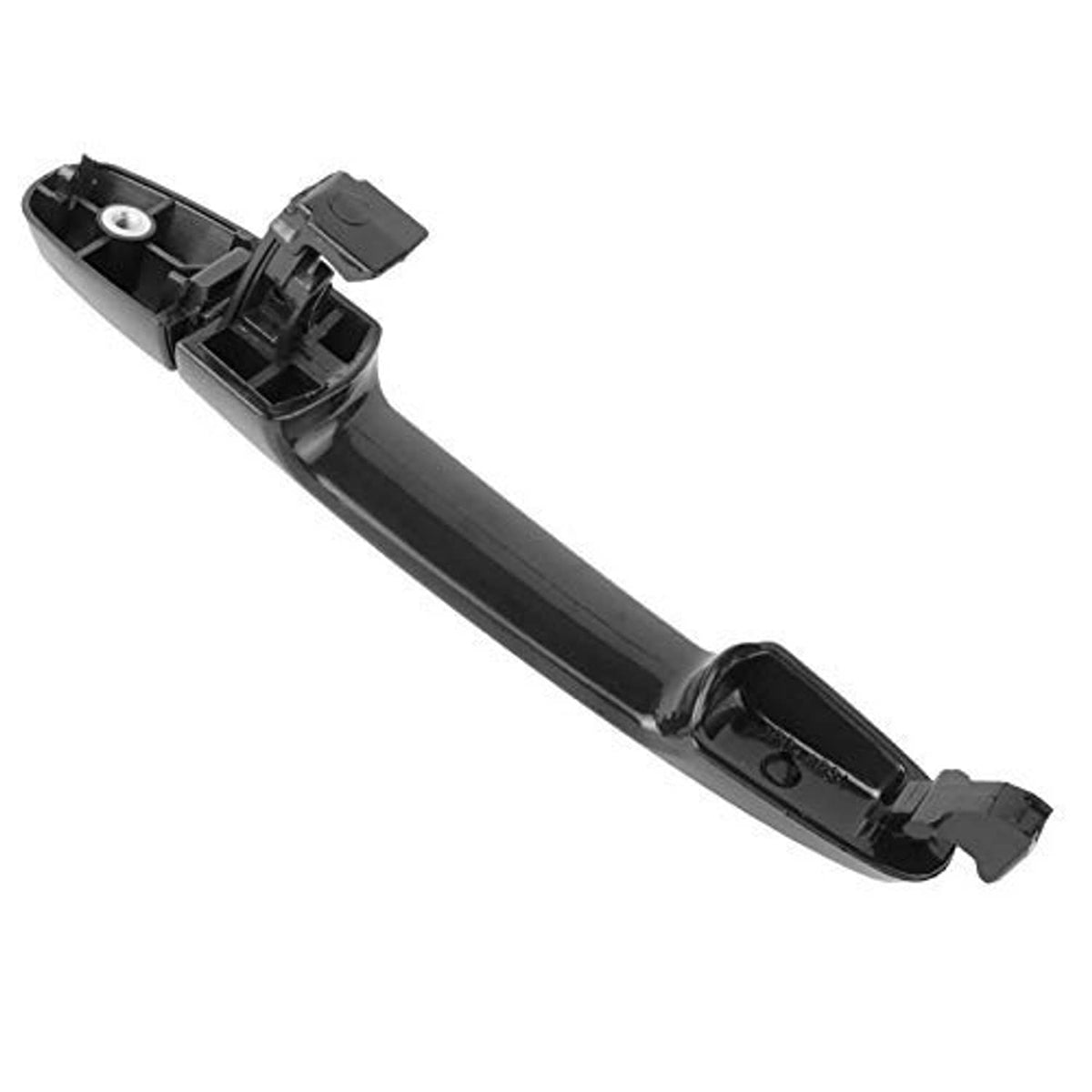 Rear exterior door handle end section with mounting base and latch opening