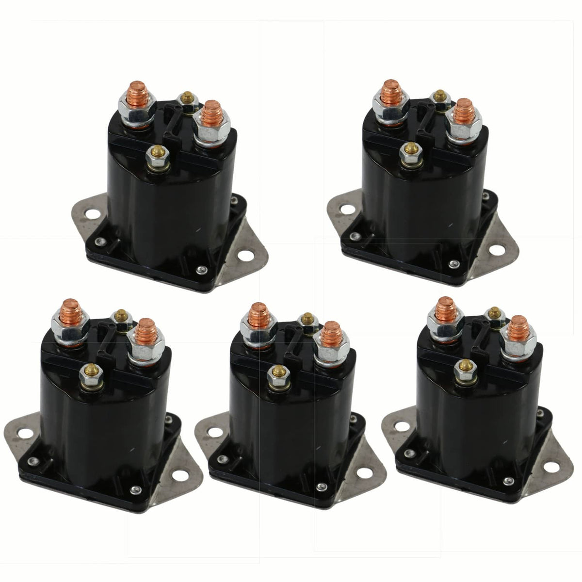 Black solenoid terminals, copper and brass posts with mounting base plate (5 pack)
