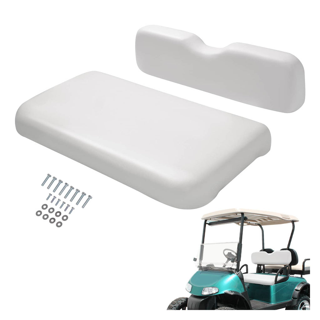 White golf cart front seat cushion with matching backrest piece