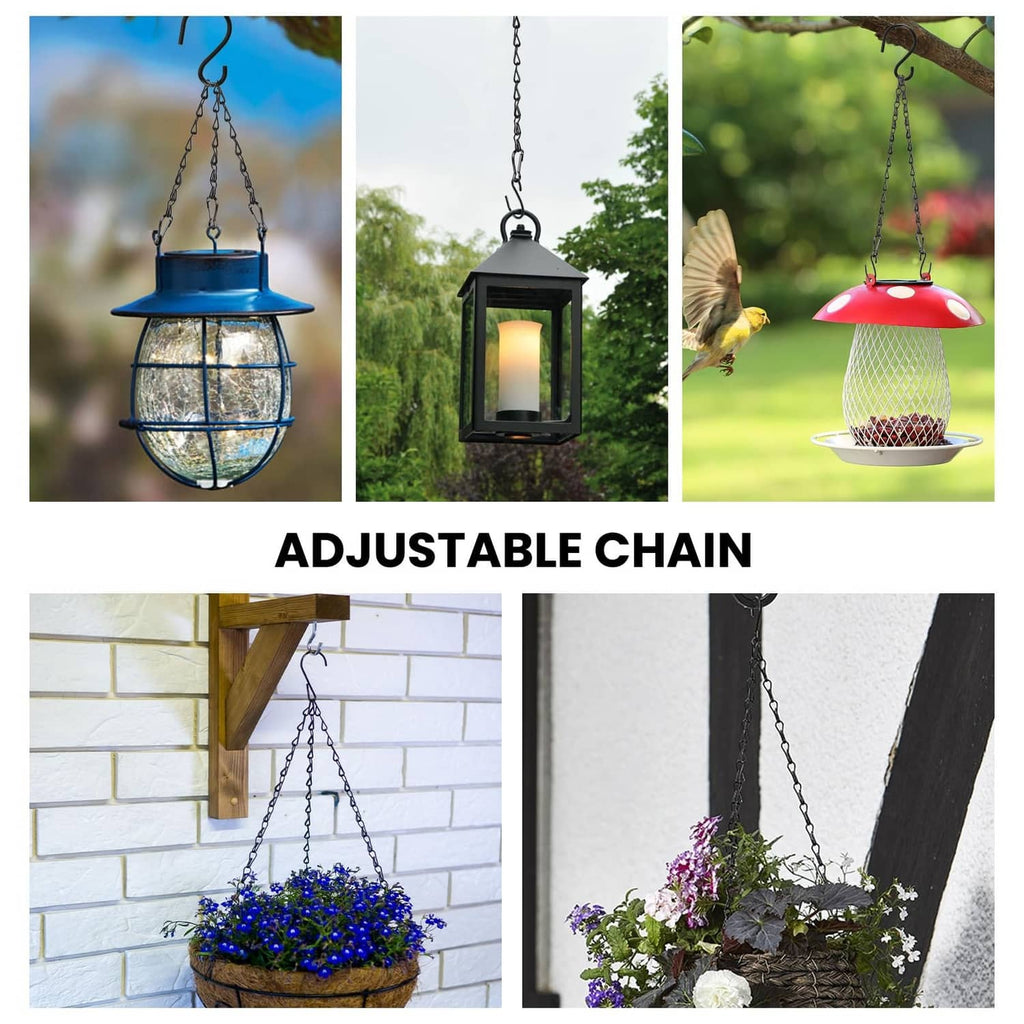 Adjustable black hanging chain hooks for lanterns and outdoor feeders