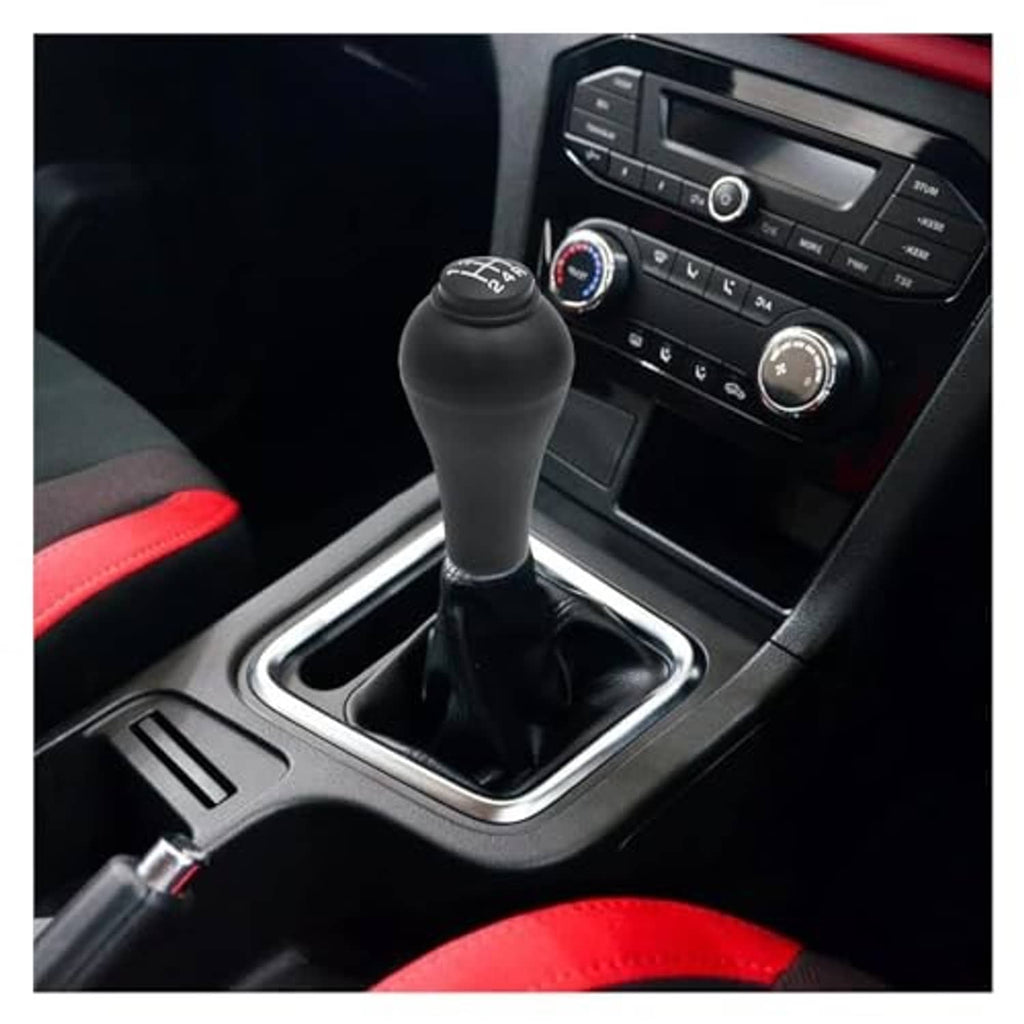 Black manual transmission shift knob installed on the gear shifter
