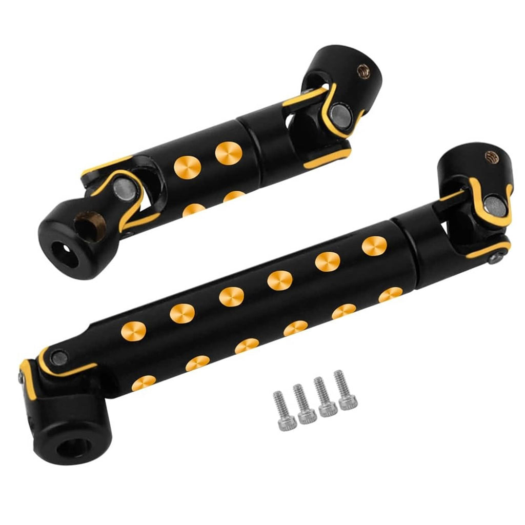 RC brass drive shaft with black housing and orange dot pattern, plus mounting screws