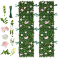 Artificial floral wall backdrop panels with green foliage and pink and white flowers