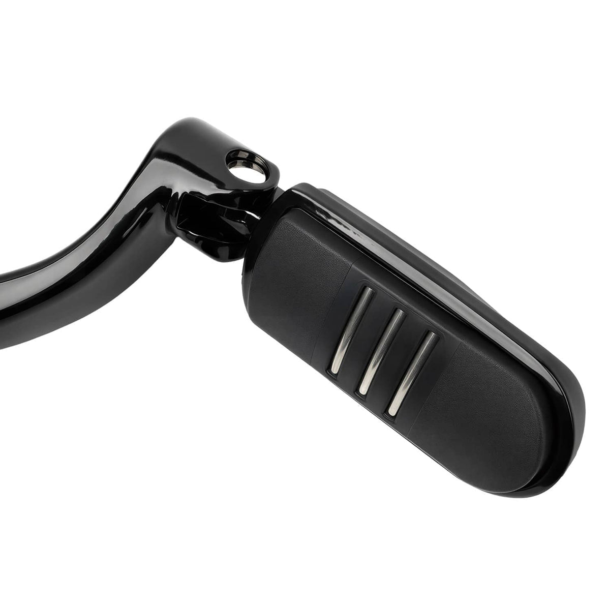 Black footpeg lever with rubberized-style footpad and slotted detail